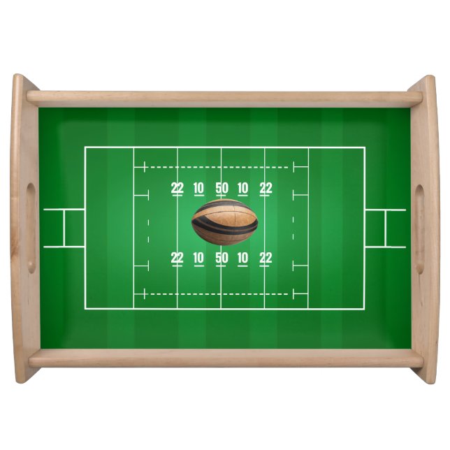 Pitch-Side Rugby Wood Serving Tray (Front)