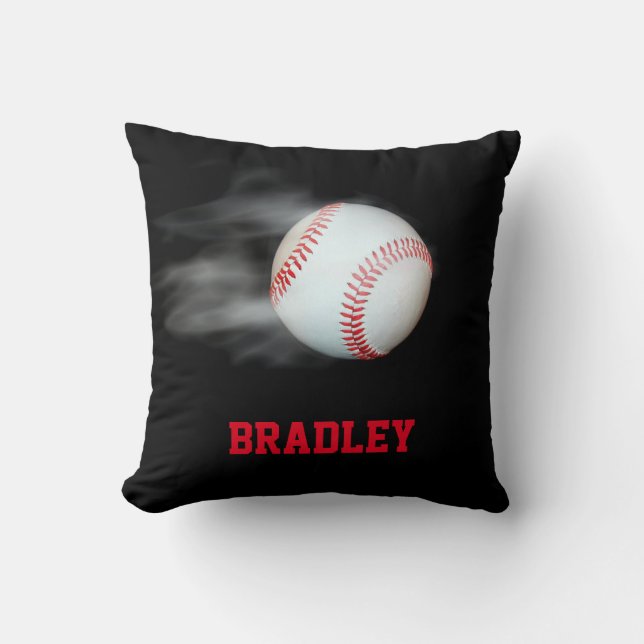 Pitch The Ball Baseball Team Player Personalized Throw Pillow (Front)