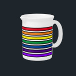 Pitcher - Bars of Rainbow Colors<br><div class="desc">Bars in rainbow colors are evenly spaced from red at top to violet at the bottom. All bars are outlined in black and the white pitcher shows through in spaces between.</div>