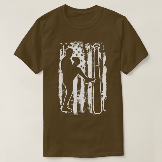Pitcher Baseball USA Flag T-Shirt (Design Front)