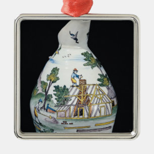 Pitcher depicting the construction of a metal ornament