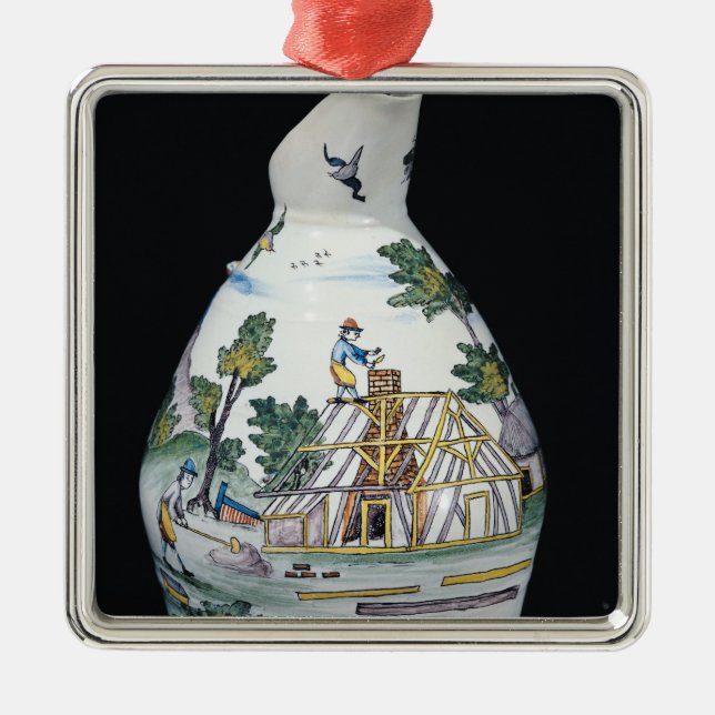 Pitcher depicting the construction of a metal ornament (Front)