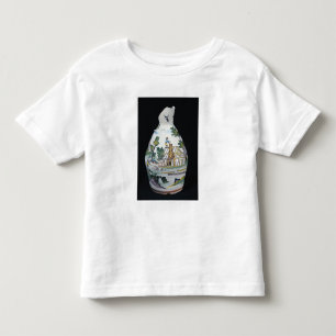 Pitcher depicting the construction of a toddler t-shirt