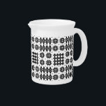 Pitcher, Jug Welsh Tapestry Pattern Black on White Drink Pitcher<br><div class="desc">A chic little china Jug or Pitcher,  with a pattern of traditional Welsh Tapestry motifs in Black on a White background.</div>
