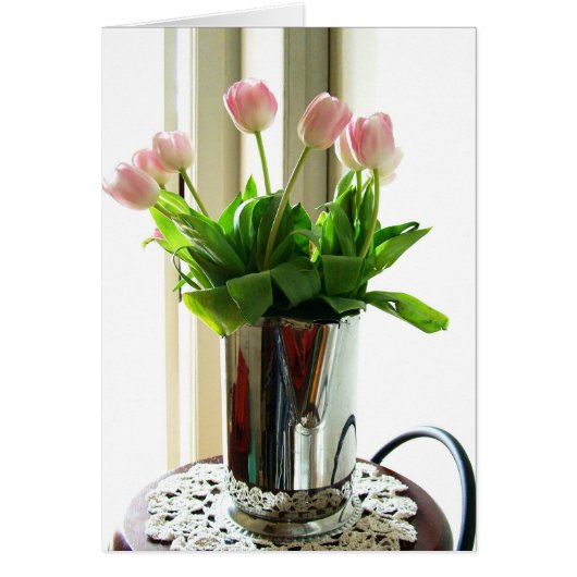 Pitcher of Pink Tulips Cards (Front)