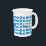 Pitcher or Jug Welsh Tapestry Pattern, Bright Blue<br><div class="desc">A chic little china Jug or Pitcher,  with a pattern of traditional Welsh Tapestry motifs in Bright Blue on a White background.</div>