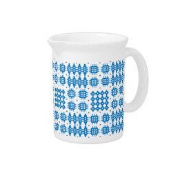 Pitcher or Jug Welsh Tapestry Pattern, Bright Blue
