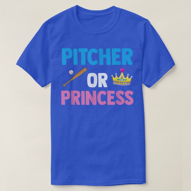 Pitcher Or Princess Funny Gender Reveal Party Lovi T-Shirt (Design Front)
