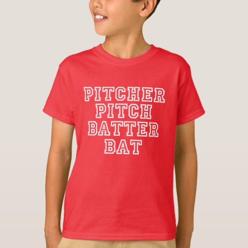 Pitcher Pitch Batter Bat Baseball Funny Kids T_Shirt