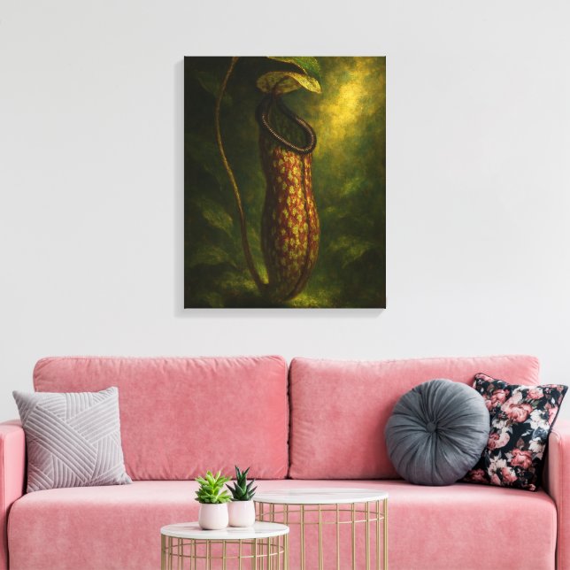 Pitcher Plant: Toxic Elegance Impressionist Art Canvas Print (Insitu(LivingRoom))
