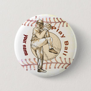 Pitcher Play Baseball Button