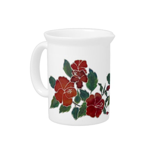 Pitcher - Red Hibiscus Blossoms
