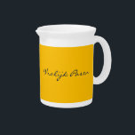 Pitcher uni Yellow<br><div class="desc">With the ability to remove or change the text (content, font, color, size, location) to own preference. Even the possibility to put your own image (logo). Click on the button "Customize" or "Personalize" for any updates! Met de mogelijkheid om tekst te verwijderen dan wel aan te passen (inhoud, lettertype, kleur,...</div>