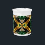 Pitcher with Jamaican Colors Design<br><div class="desc">Elevate your tableware collection with a pitcher featuring Jamaican colors, designed with a modern 3D-like porcelain effect and jewelry-inspired details! This stunning pitcher combines the vibrant black, green, and gold of Jamaica's flag in a contemporary design, enhanced by a 3D-like porcelain finish and intricate jewelry-inspired accents. Its graceful shape and...</div>