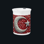 Pitcher with Turkish Colors Design<br><div class="desc">Bring a touch of Türkiye pride to your table with our pitcher featuring the Türkiye flag colors, highlighted with glittering gemstone accents in a 3D vibrant design! This striking pitcher beautifully showcases the bold red and white of the Türkiye flag, with shimmering gemstones that add a stunning 3D effect to...</div>