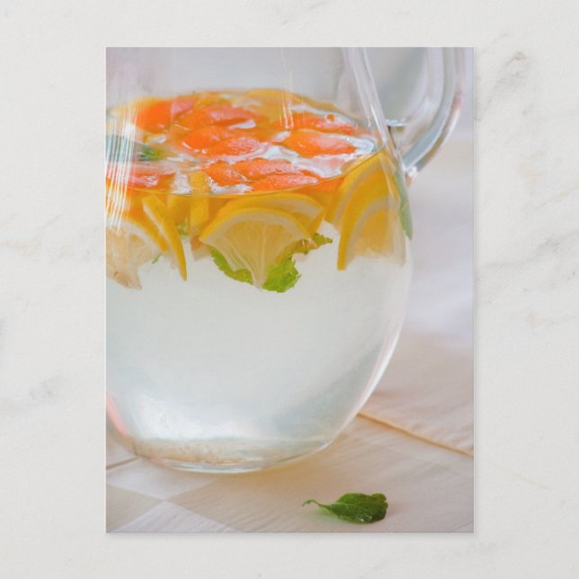 Pitcher with water and fruits postcard (Front)