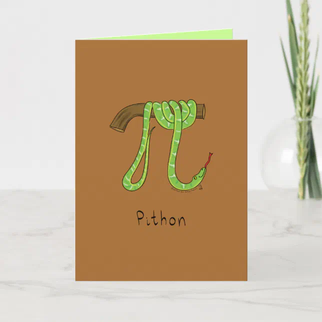 Pithon Python Snake - Pi Day Math Greeting Card | Zazzle