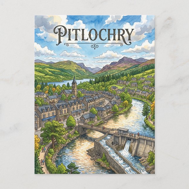 Pitlochry Scotland Postcard (Front)