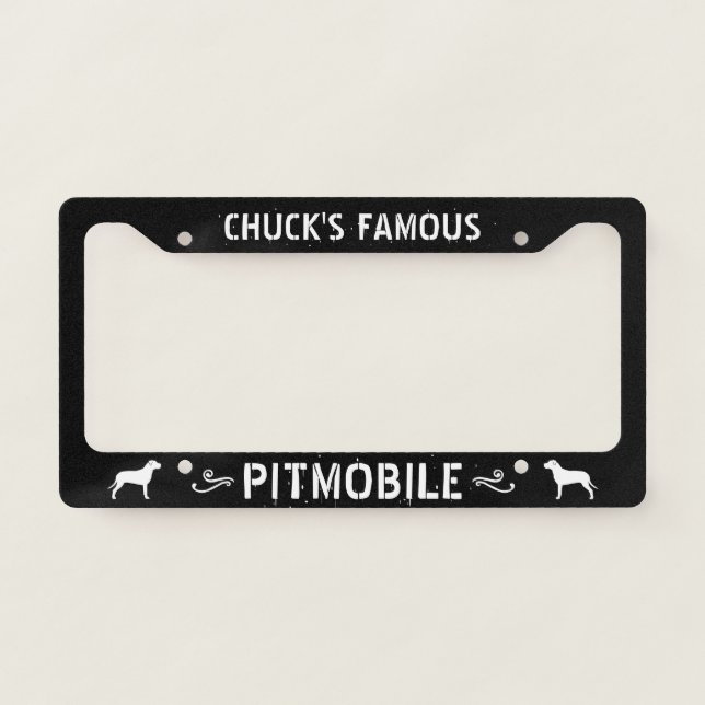 PITMOBILE - Pit Bull Dog Silhouettes Custom License Plate Frame (Front)