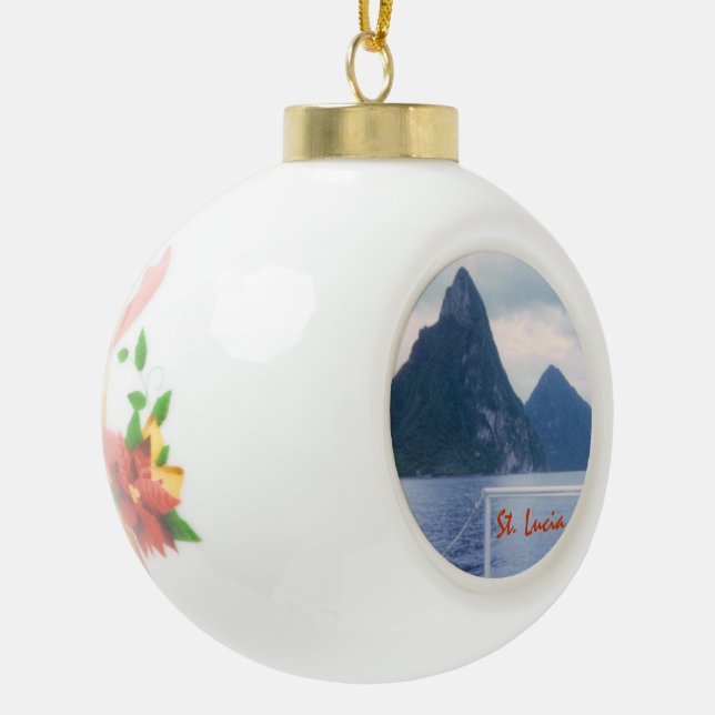 Pitons from the Sea Ceramic Ball Christmas Ornament (Left)