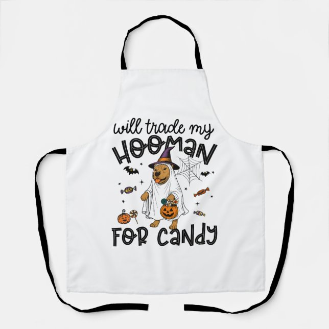 Pitpull Dog Halloween Ghost Spooky Apron (Front)