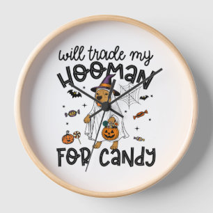Pitpull Dog Halloween Ghost Spooky Clock