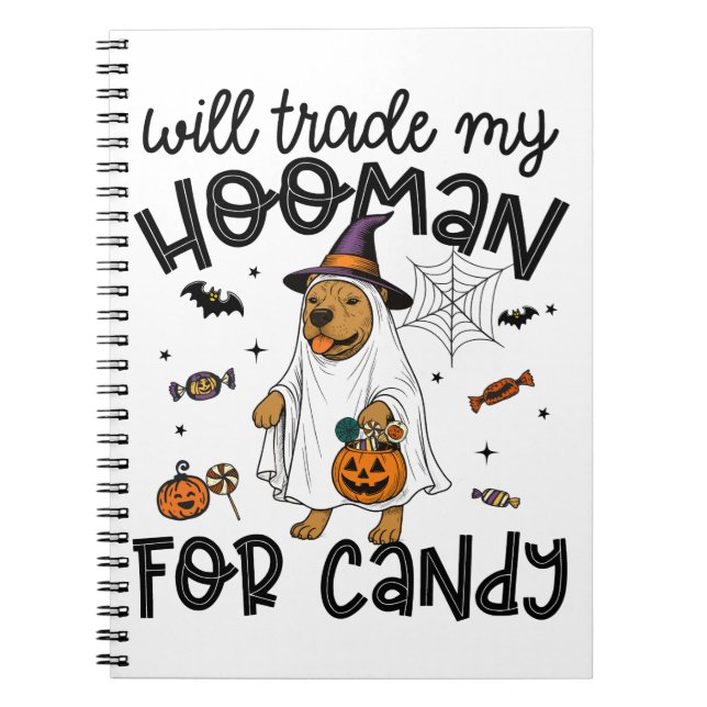 Pitpull Dog Halloween Ghost Spooky Notebook (Front)