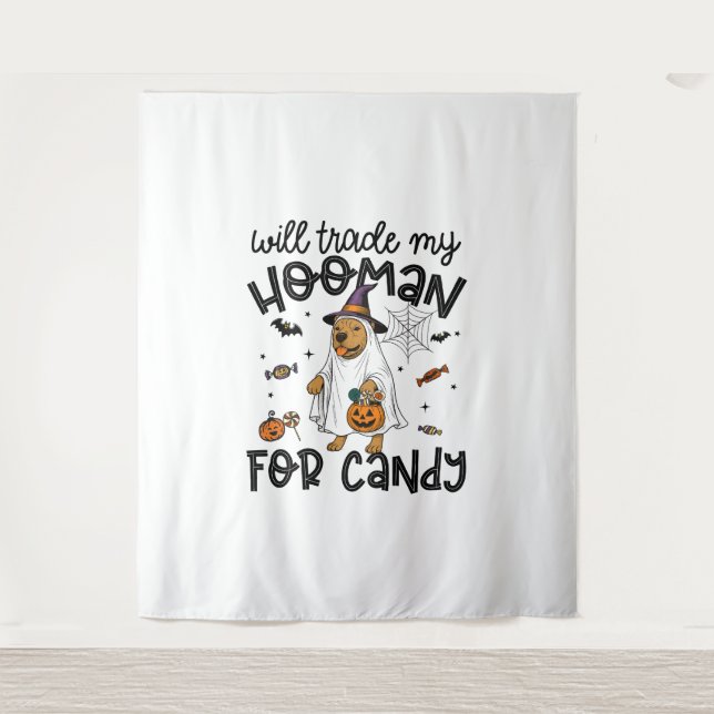 Pitpull Dog Halloween Ghost Spooky Tapestry (Front)