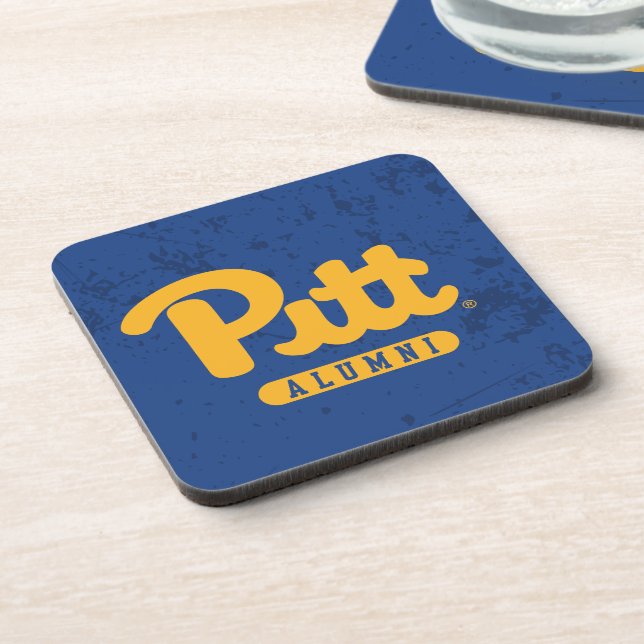 Pitt Alumni Distressed Beverage Coaster (Left Side)