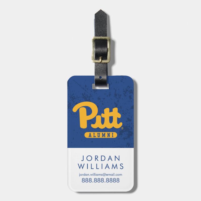 Pitt Alumni Distressed Luggage Tag (Front Vertical)
