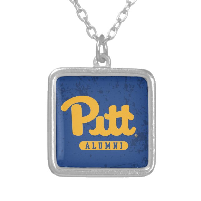 Pitt Alumni Distressed Silver Plated Necklace (Front)