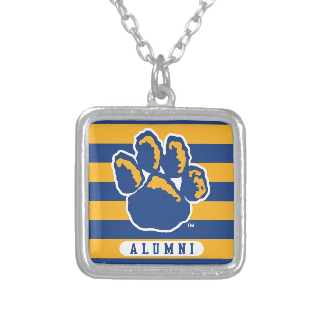Pitt Alumni Stripes Silver Plated Necklace (Front)