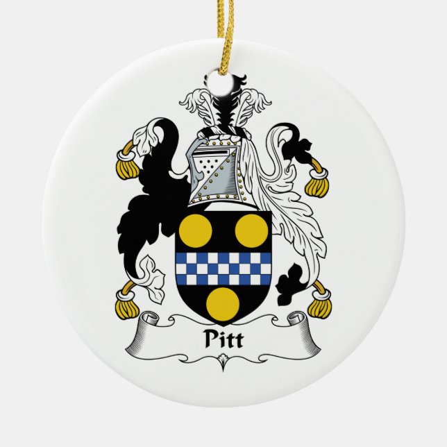 Pitt Family Crest Ceramic Ornament (Front)