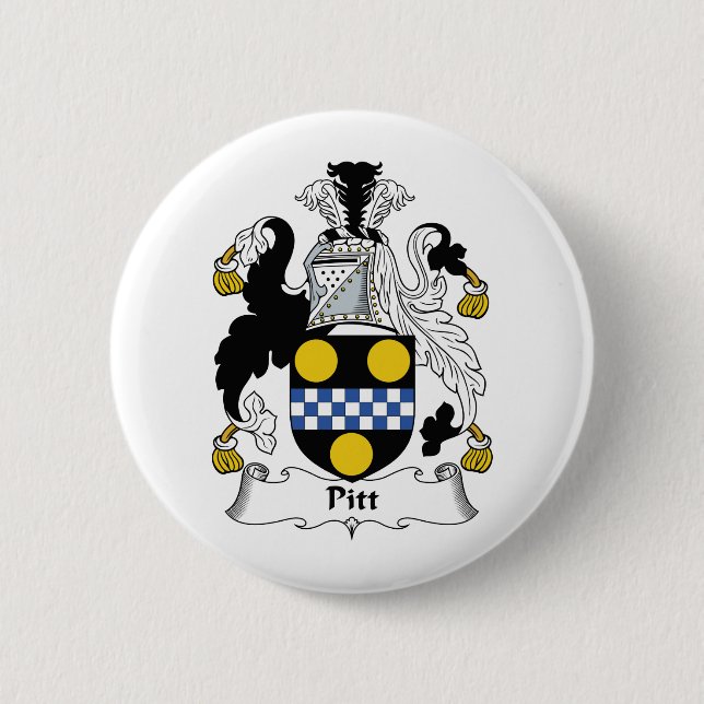 Pitt Family Crest Pinback Button (Front)