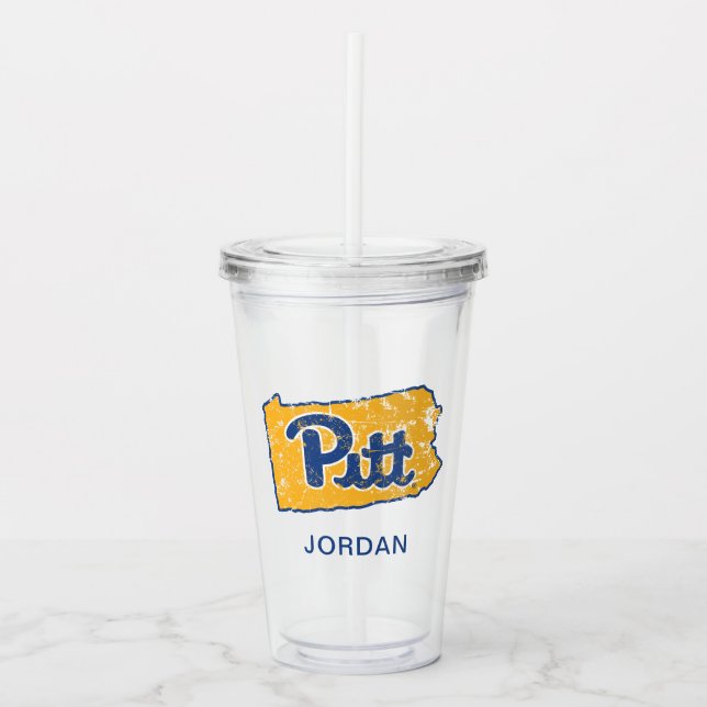 Pitt Logo State Love Acrylic Tumbler (Front)