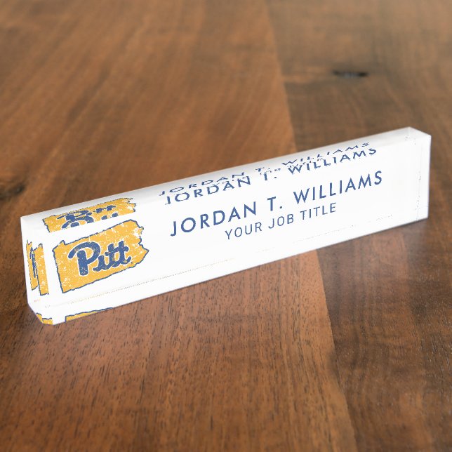 Pitt Logo State Love Desk Name Plate (Side)