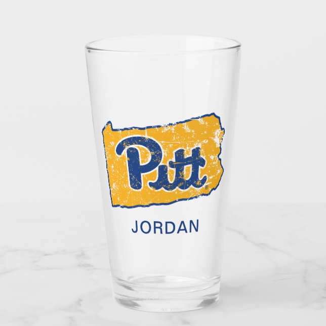 Pitt Logo State Love Glass (Front)
