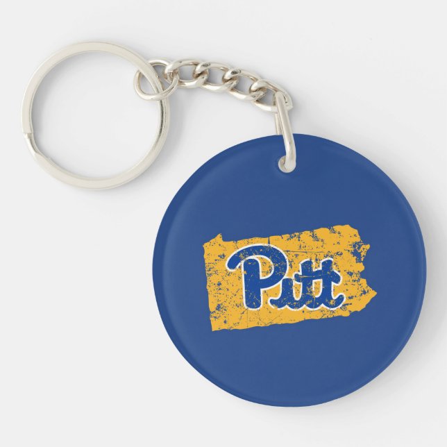 Pitt Logo State Love Keychain (Front)