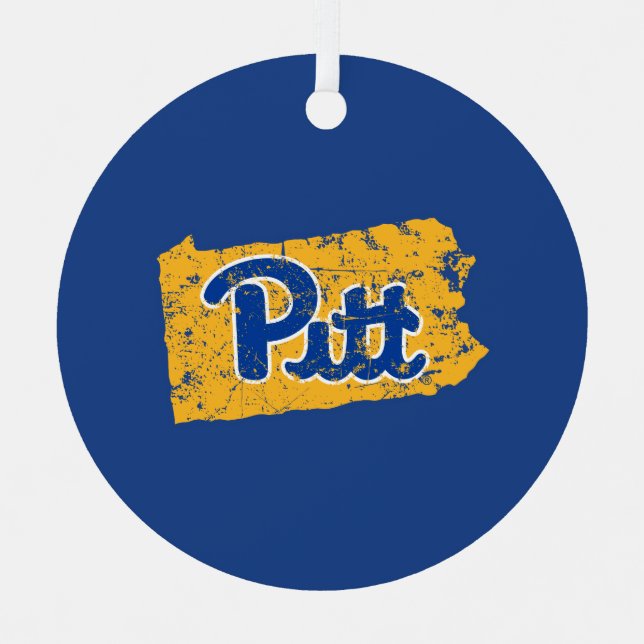Pitt Logo State Love Metal Ornament (Front)