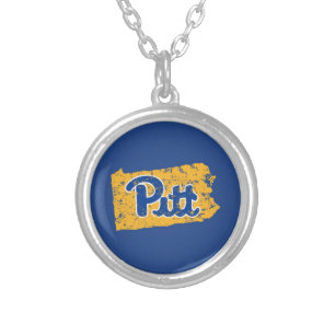 Pitt Logo State Love Silver Plated Necklace