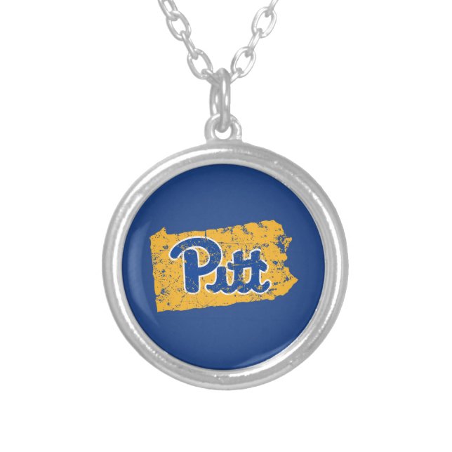 Pitt Logo State Love Silver Plated Necklace (Front)