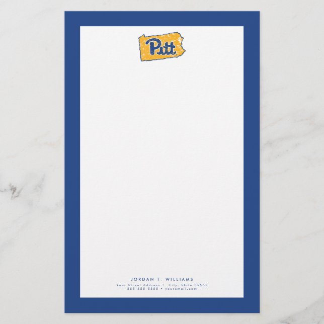 Pitt Logo State Love Stationery (Front)