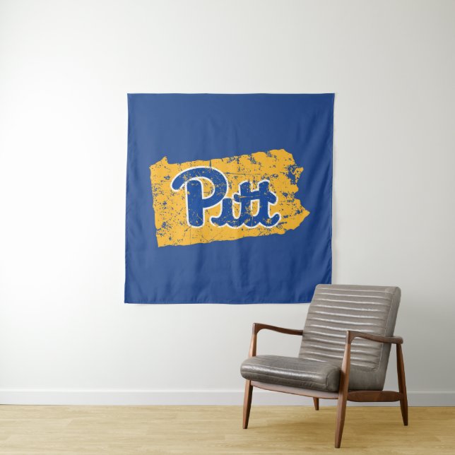 Pitt Logo State Love Tapestry (In Situ)