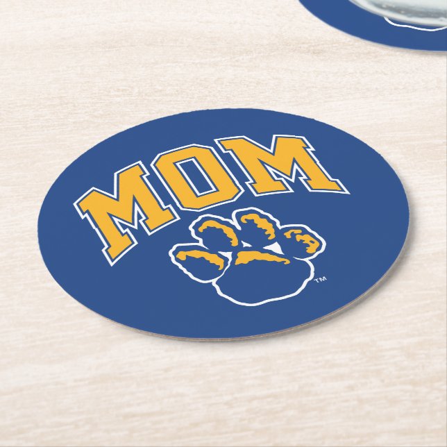 Pitt Mom Round Paper Coaster (Angled)
