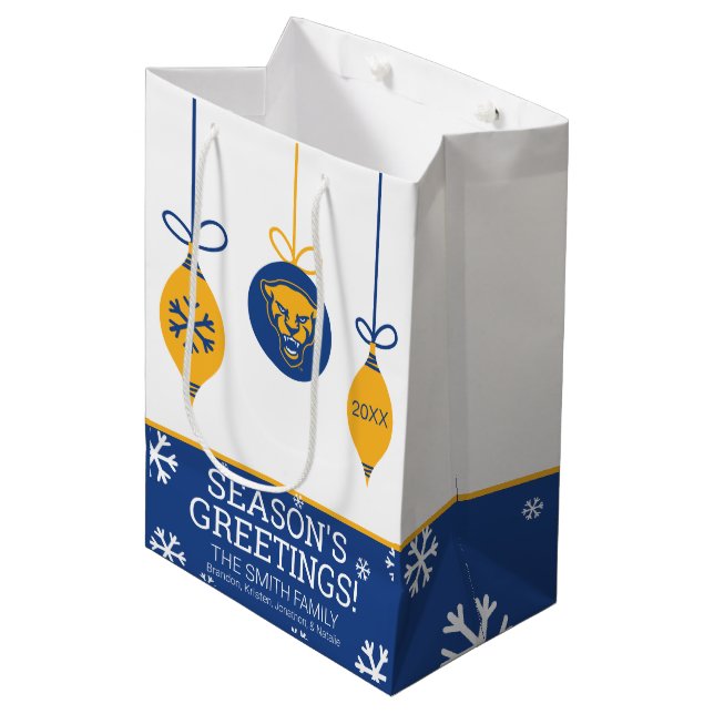 Pitt Panthers Holiday Medium Gift Bag (Front Angled)