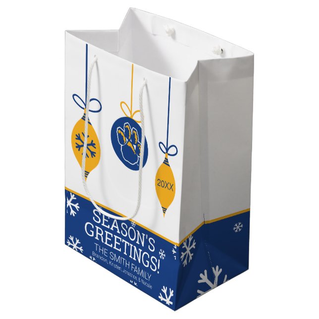 Pitt Panthers Holiday Medium Gift Bag (Front Angled)