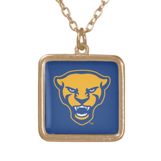 Pitt Panthers Logo Gold Plated Necklace (Front)