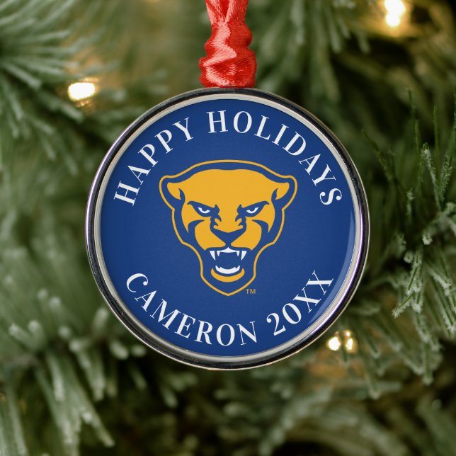 Pitt Panthers Logo Metal Ornament (Tree)