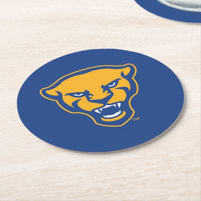 Pitt Panthers Logo Round Paper Coaster (Angled)