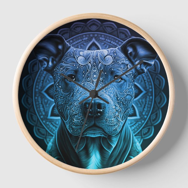 Pittbull Dog Breed Clock (Front)